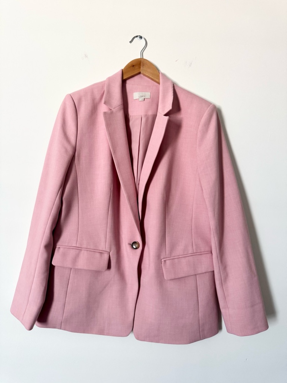 LOFT Pink One Button Tailored Blazer Jacket Size 12